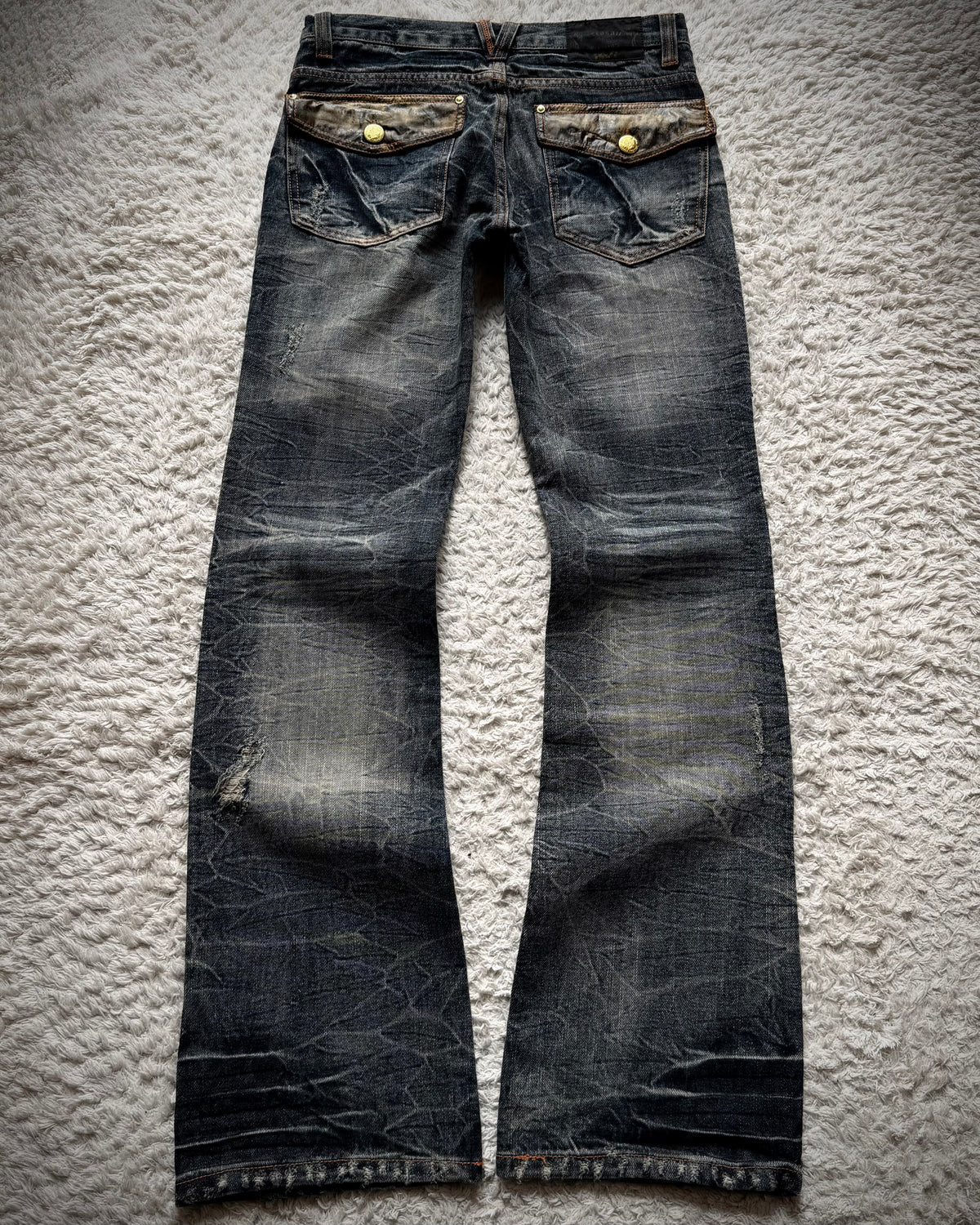 Zero Sail Leather Detailed Vintage Bootcut Jeans