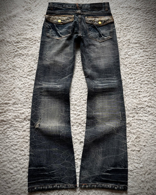 Zero Sail Leather Detailed Vintage Bootcut Jeans
