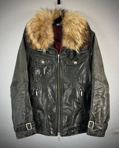 A.S.M. Chunky Fur Collar Leather Jacket