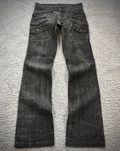 Tornado Mart Multi-Pocket Pin Striped Bootcut Pants