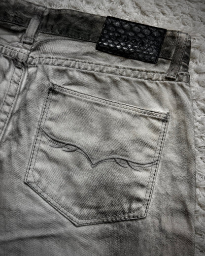 Fuga Clawmarks Coated Python Flared Jeans