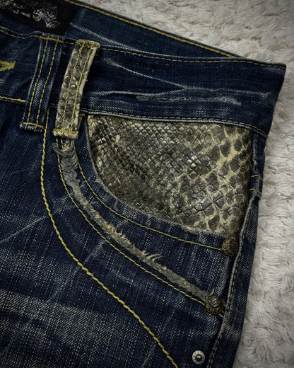 Red Pepper Python Detailed Bootcut Jeans
