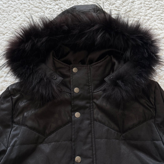 Lagust Fur Hood Leopard Detailed Jacket