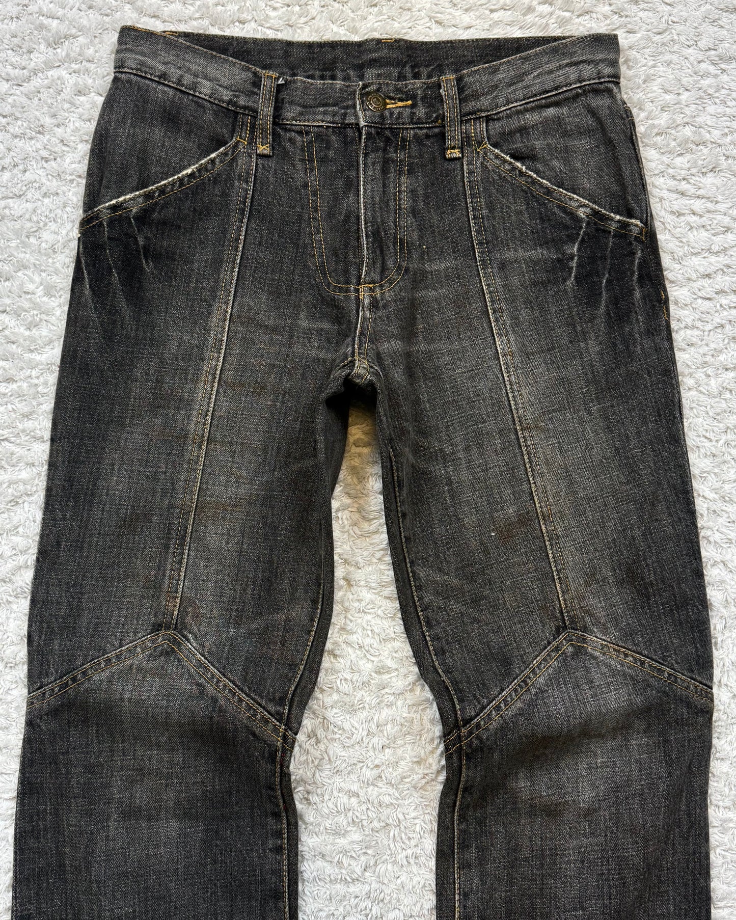 Tornado Mart Studded Backlace Up Flared Jeans