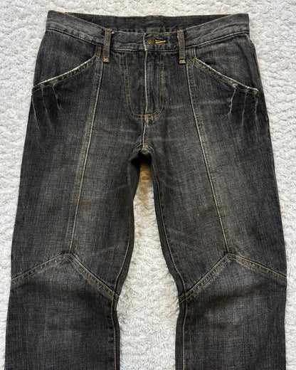 Tornado Mart Studded Backlace Up Flared Jeans