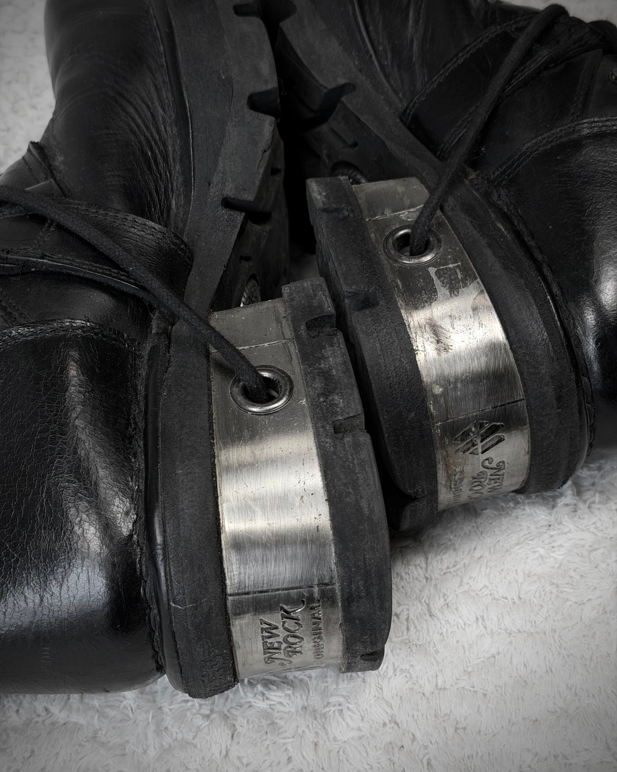 New Rock Steel Heel Leather Boots