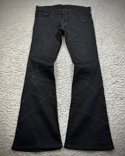 Tornado Mart Black Patchwork Flared Denim