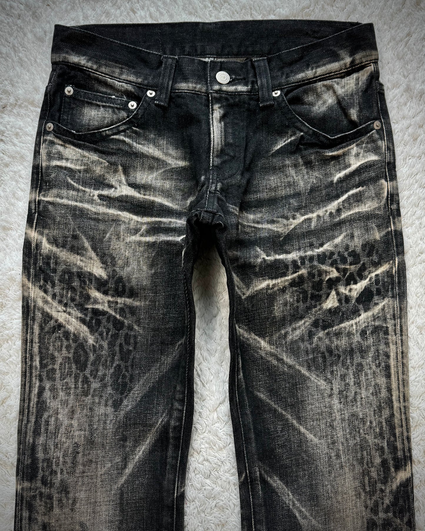 Tornado Mart Leopard Clawmarks Washed Slim Bootcut Jeans