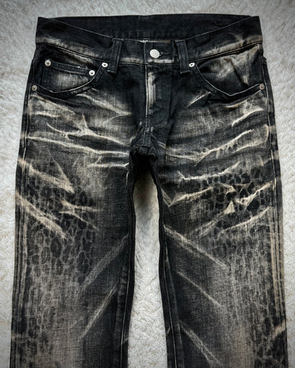 Tornado Mart Leopard Clawmarks Washed Slim Bootcut Jeans