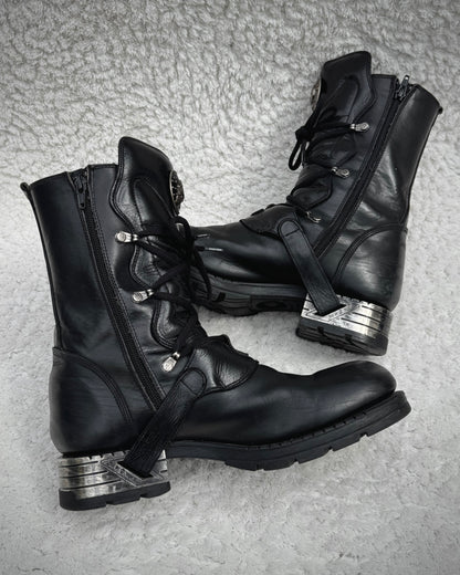New Rock Steel Heel Leather Boots