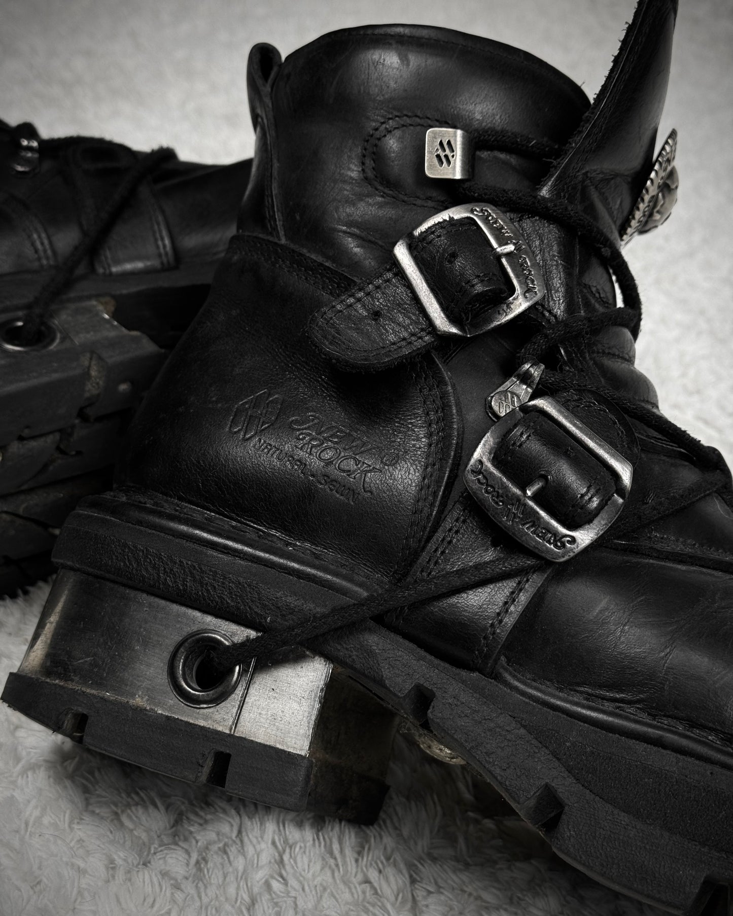 New Rock Steel Heel Leather Boots