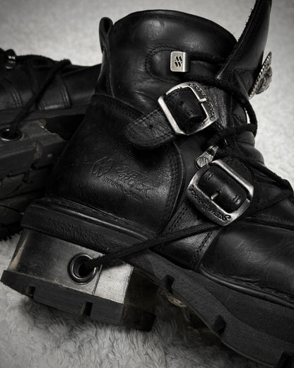 New Rock Steel Heel Leather Boots