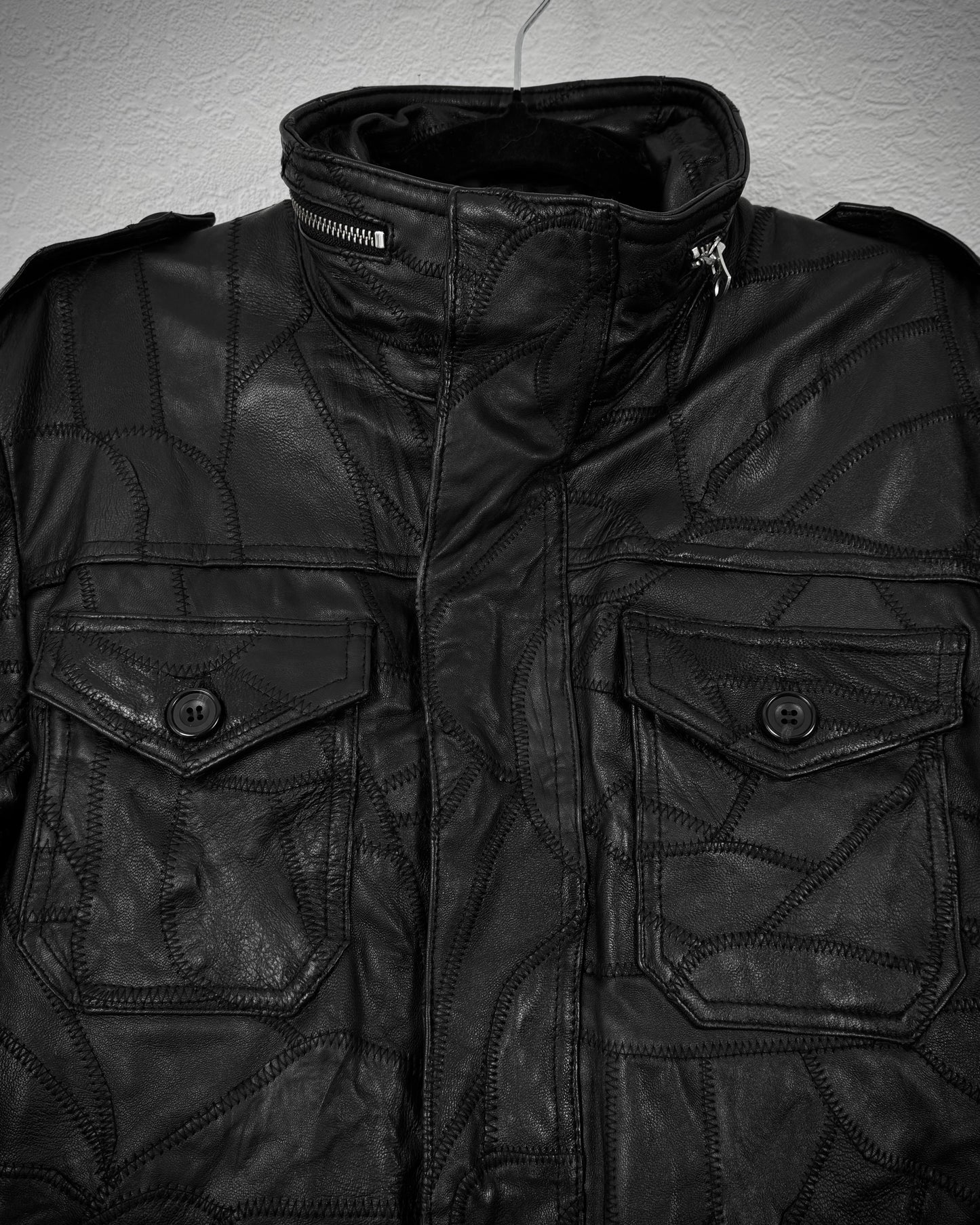 CAV-000 Patchwork Lamb Leather Jacket