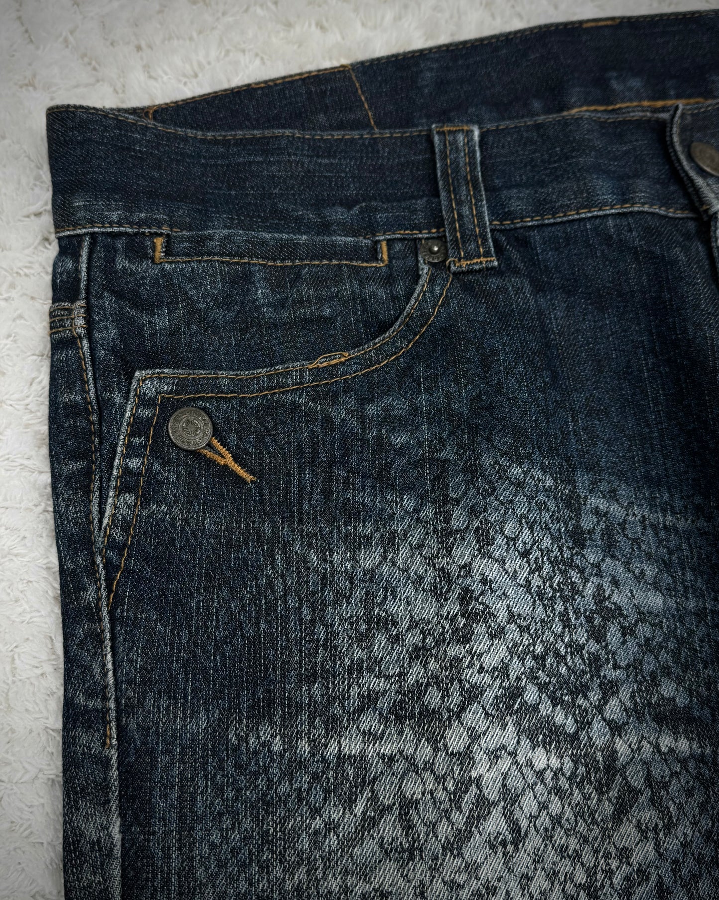 Tornado Mart Snakeskin Pattern Flared Denim