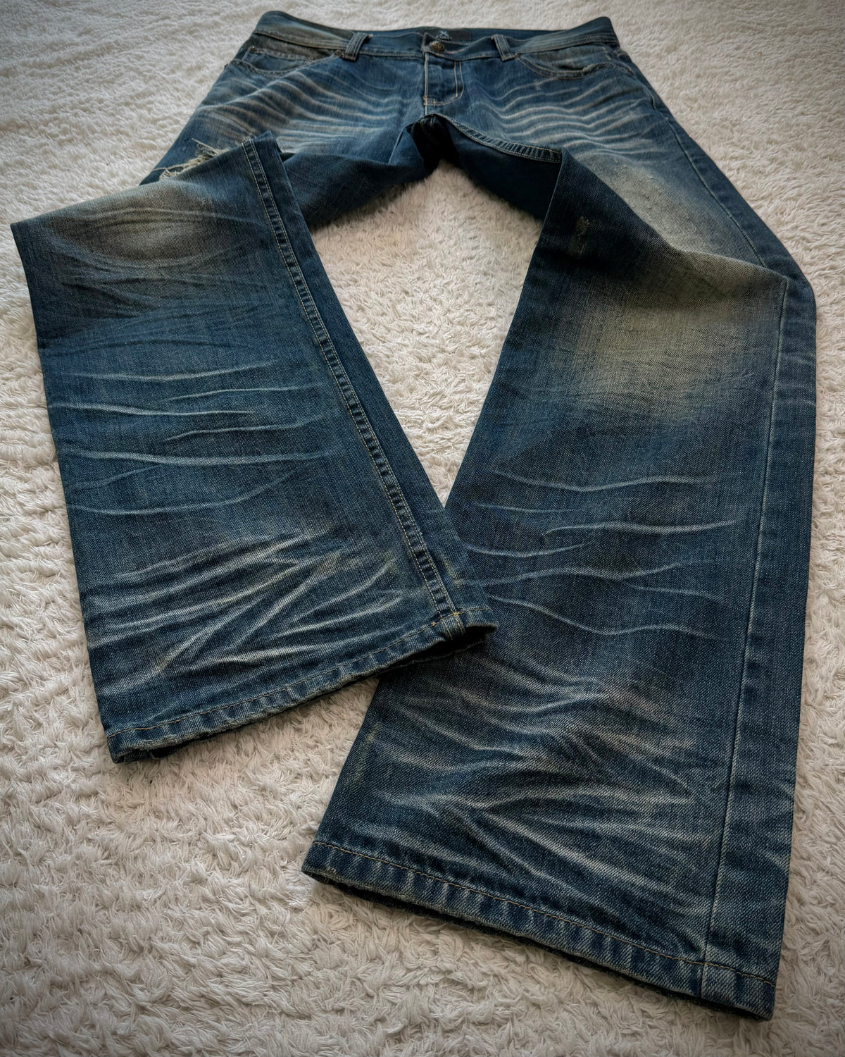 Xfrm Whiskered Royal Repaired Distressing Denim