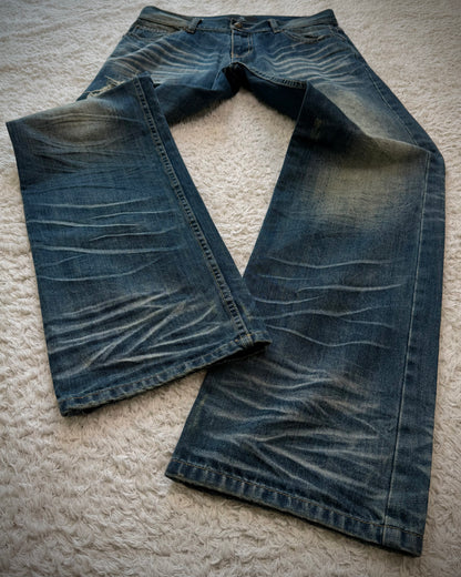 Xfrm Whiskered Royal Repaired Distressing Denim