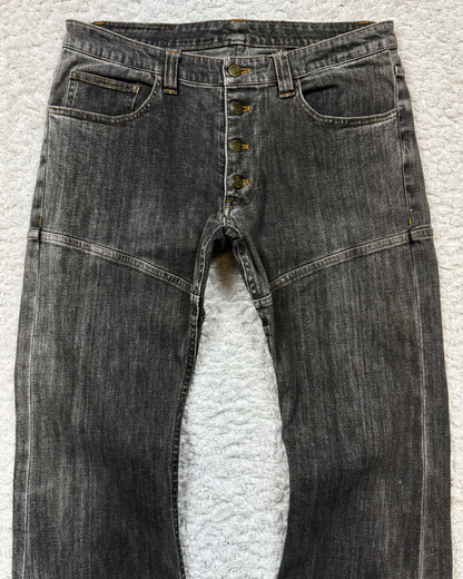Tornado Mart Studded Lace Up Flared Jeans