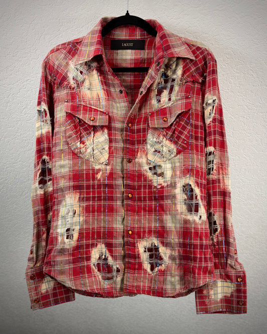 Lagust Crashed Farmer Flannel Button Up Shirt
