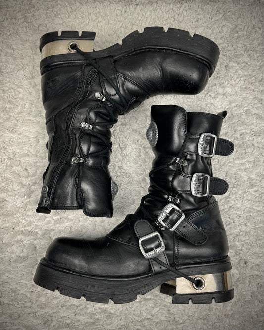 New Rock Steel Heel Leather Boots