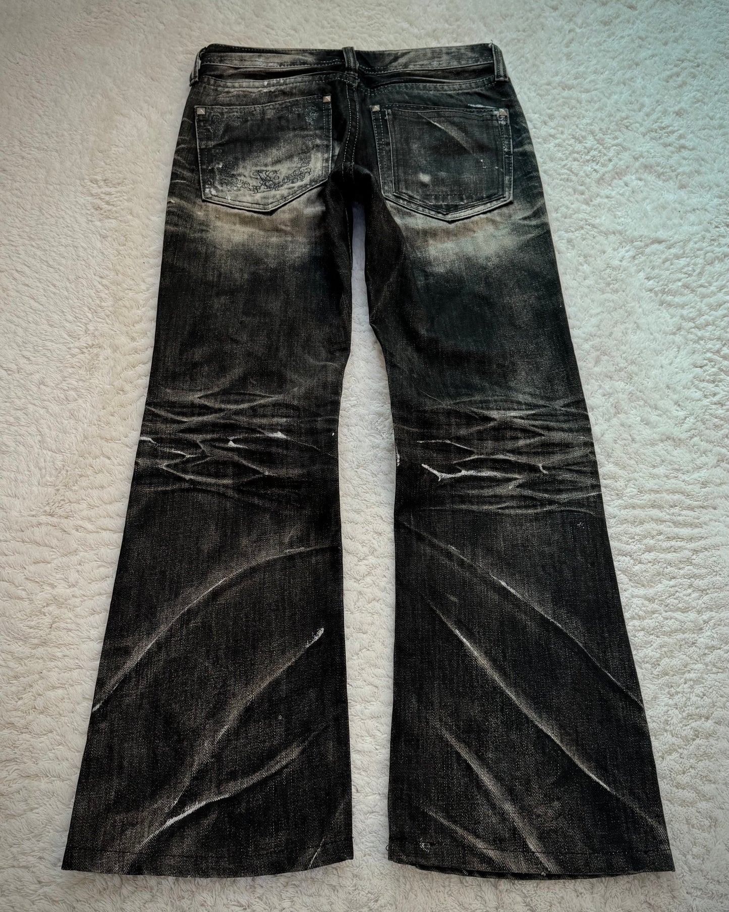Xfrm Studded Silver Whisker Washed Bootcut Jeans