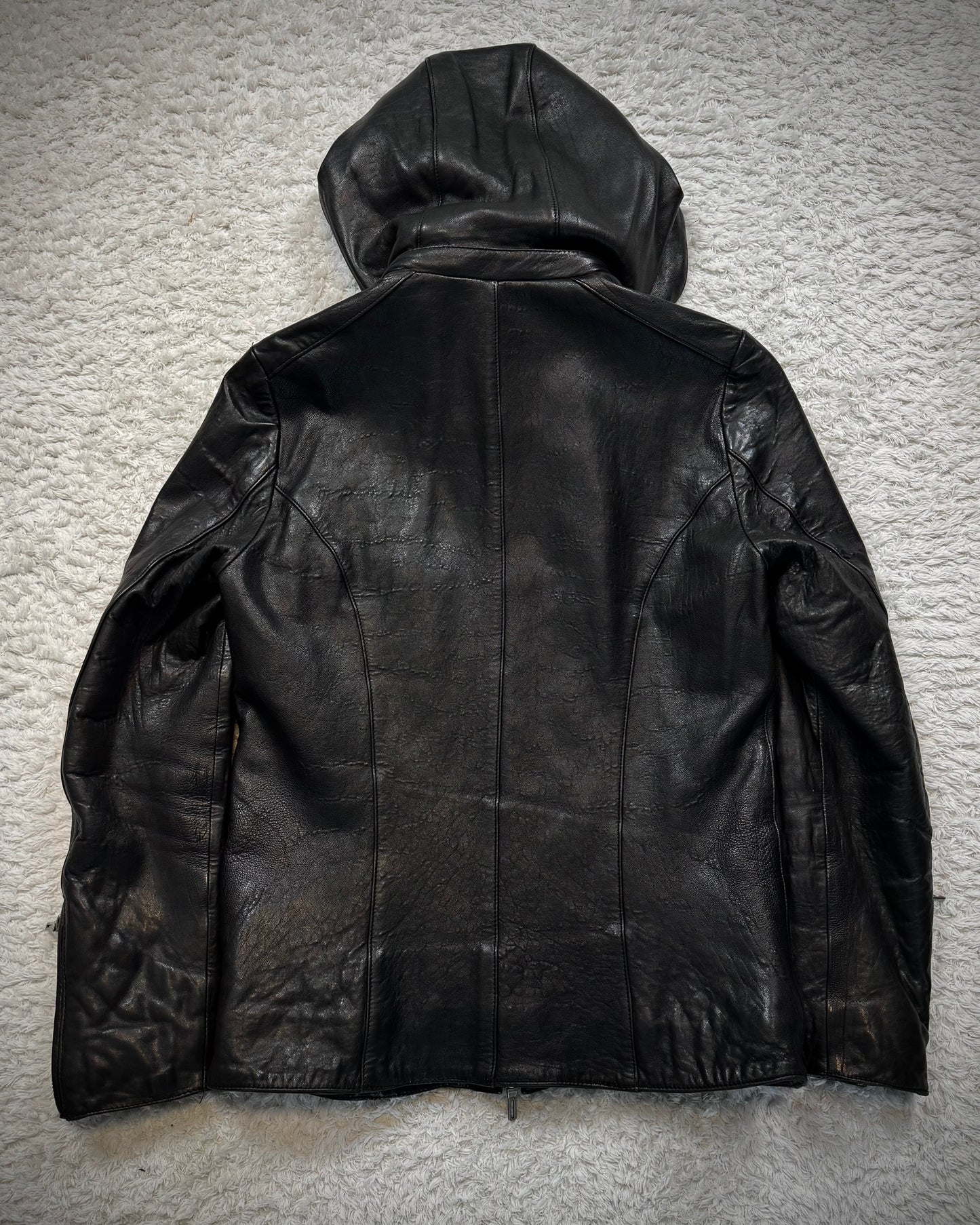 CAV-000 Hooded Textured Leather Jacket