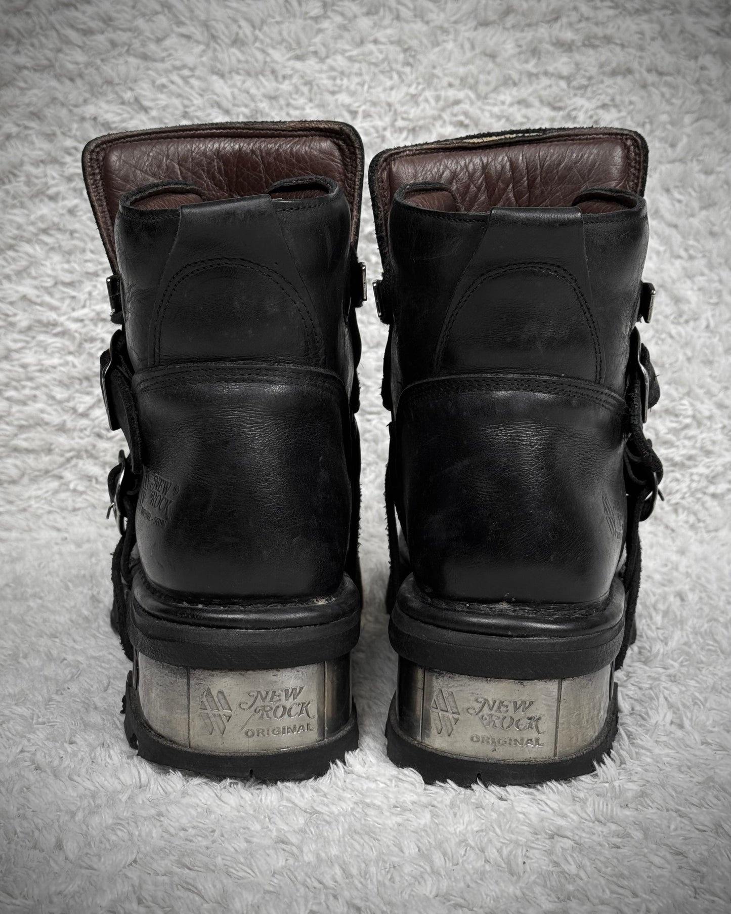 New Rock Steel Heel Leather Boots