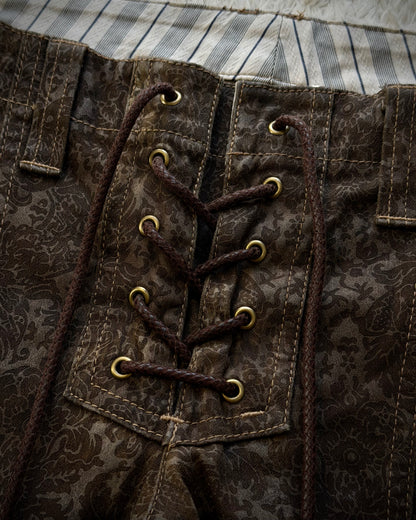 Tornado Mart Vintage Floral Lace Up Flared Pants