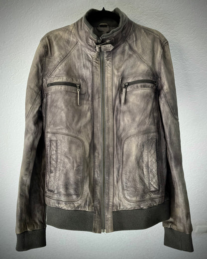 Prens Earthy Patina Grained Leather Jacket