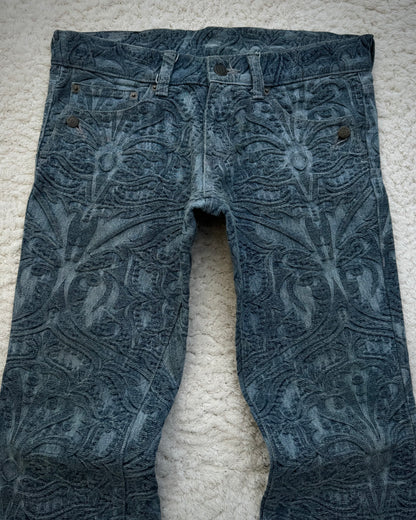 Tornado Mart 3D Paisley Pattern Flared Jeans