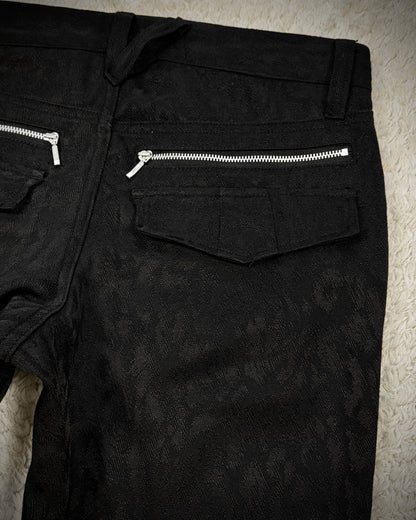 Tornado Mart Leopard Woven Zippered Bootcut Pants