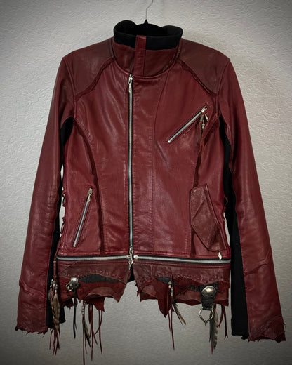 14th Addiction Bordeaux Beat It Leather Jacket