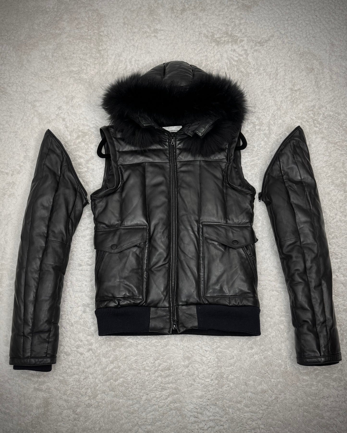 Sergeant Salute Transformable Raccoon Fur Puffer Jacket