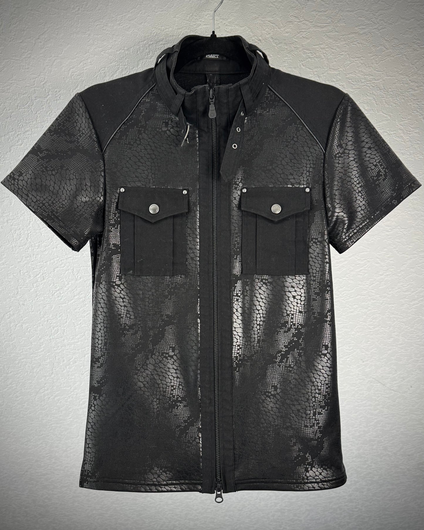 Tornado Mart Python Shimmer Zip Up T-Shirt