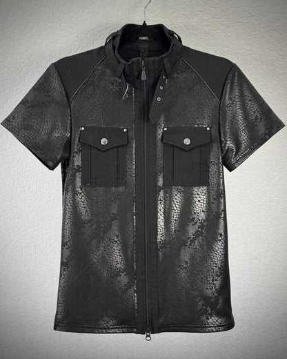 Tornado Mart Python Shimmer Zip Up T-Shirt