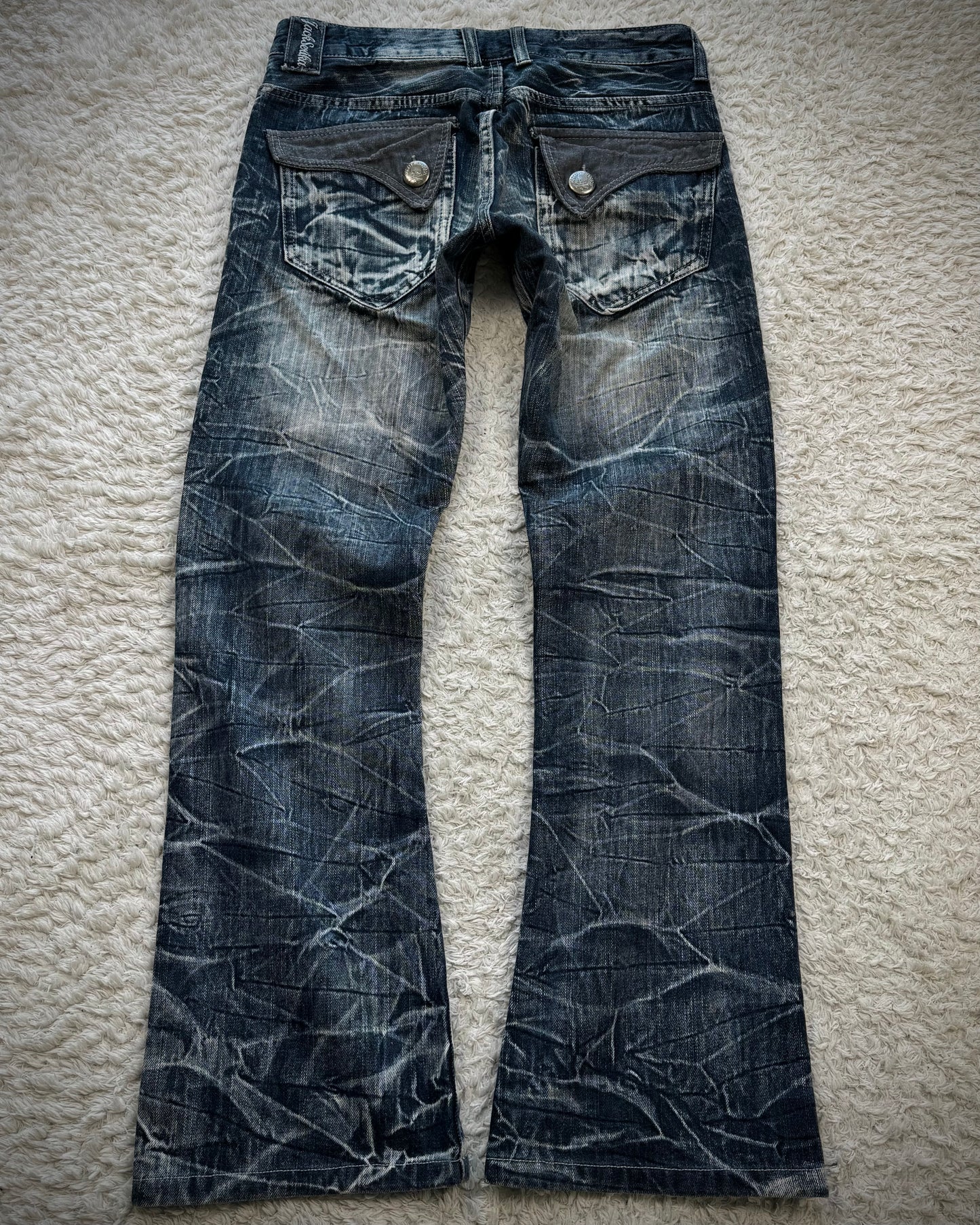 Jack Serika Spider Web Honeycomb Washed Flared Jeans