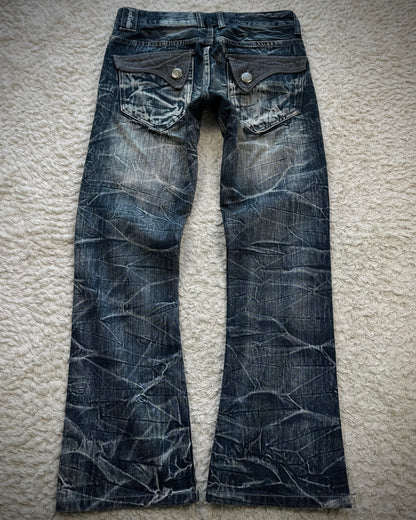 Jack Serika Spider Web Honeycomb Washed Flared Jeans