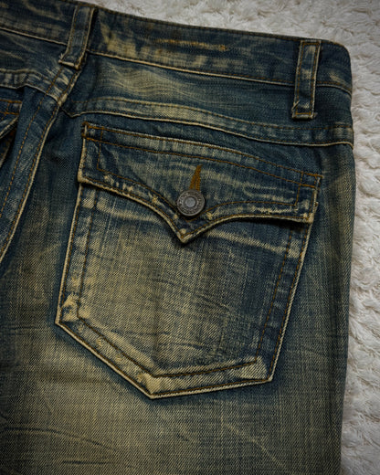 Agate Honeycomb Mud Washed Flared Jeans