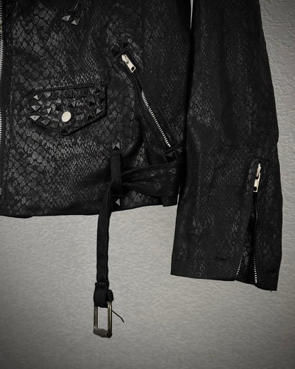 By The R Python Waxed Studded Biker Jacket