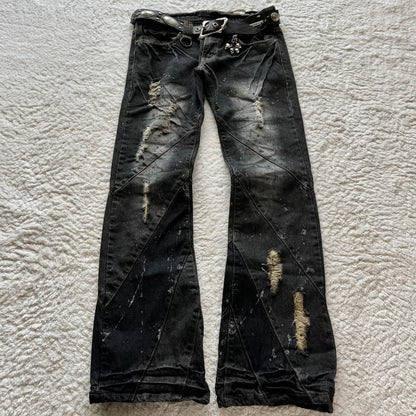 Midas Silver Splatter Distressed Bootcut Jeans