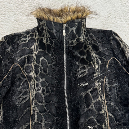 Tornado Mart Micro-Velvet Leopard Fur Jacket