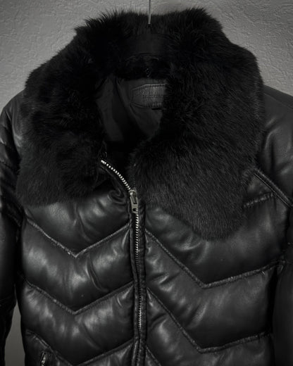 Jack Rose Chunky Fur Leather Puffer Jacket