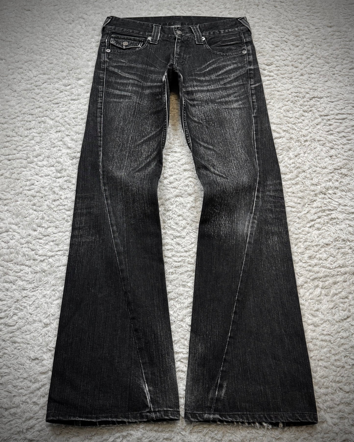 Tornado Mart Clawmarks Washed Spiral Flared Jeans