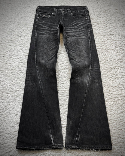 Tornado Mart Clawmarks Washed Spiral Flared Jeans
