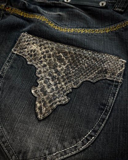 Semantic Design Python Detailed Sword Knee Bootcut Denim