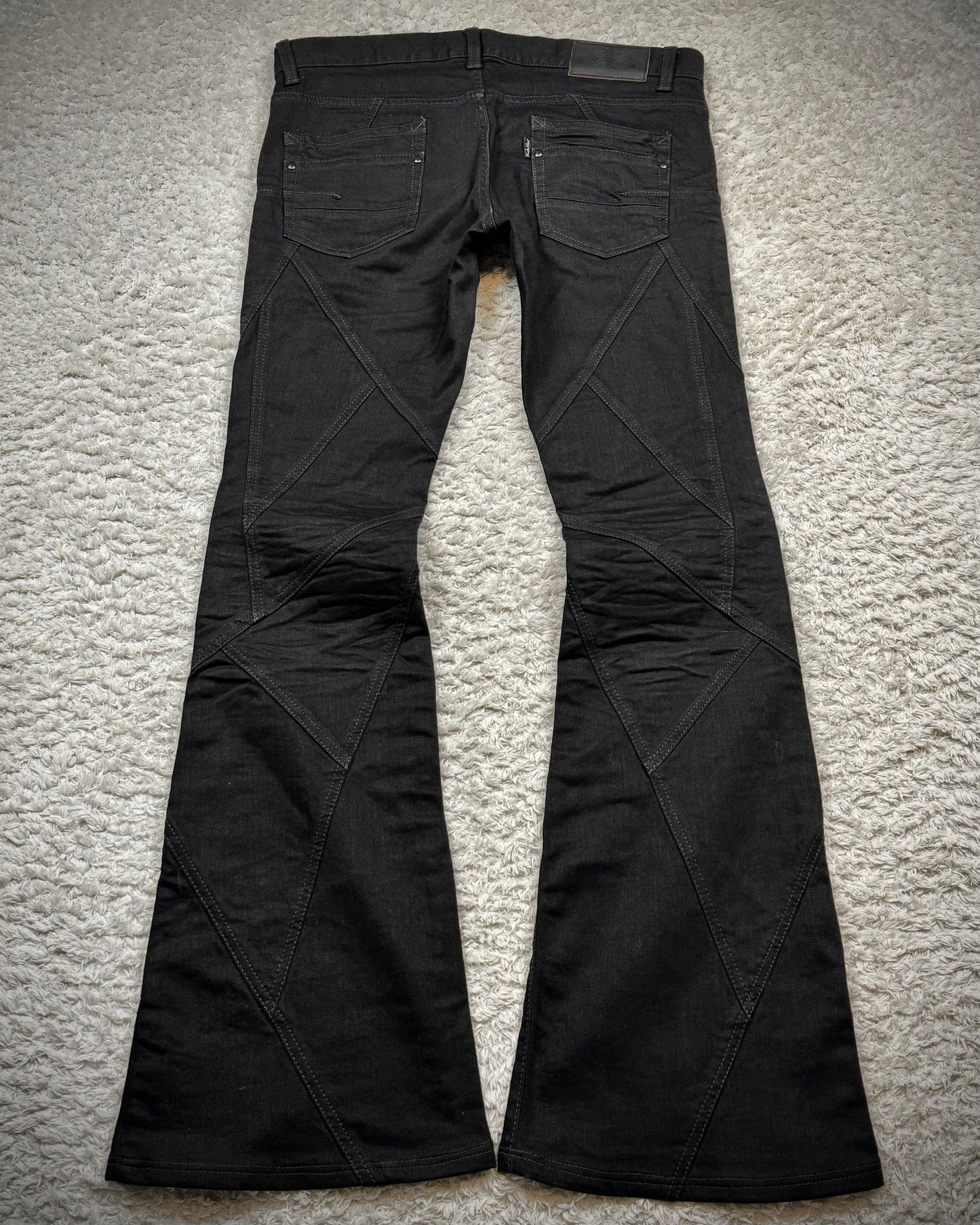 Tornado Mart Black Patchwork Flared Denim