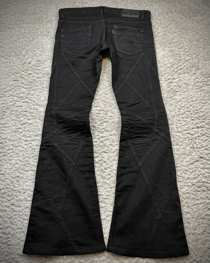 Tornado Mart Black Patchwork Flared Denim