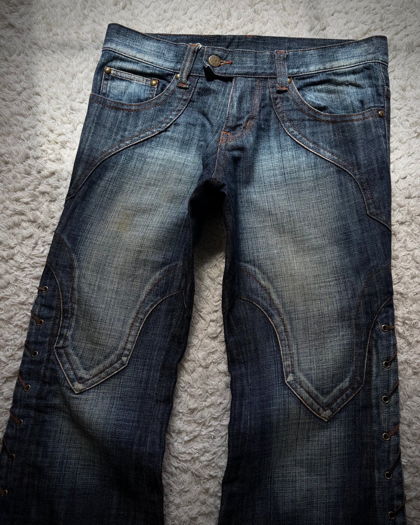 Tornado Mart Vintage Lace Up Flared Denim