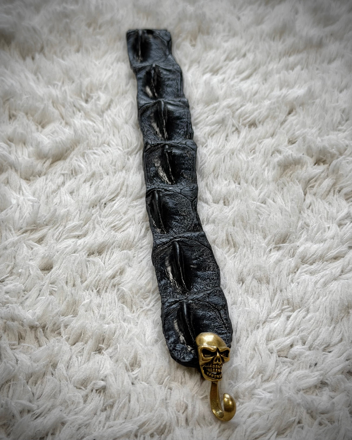 Raw Crocodile Skull Leather Bracelet