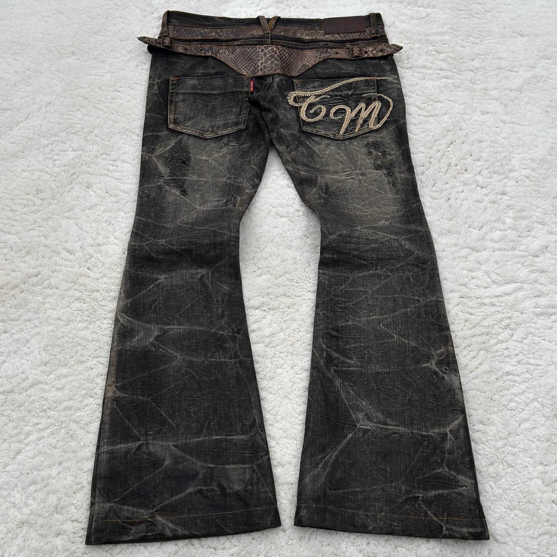 Tornado Mart Python Strapped Flared Jeans – Paroxa Studios