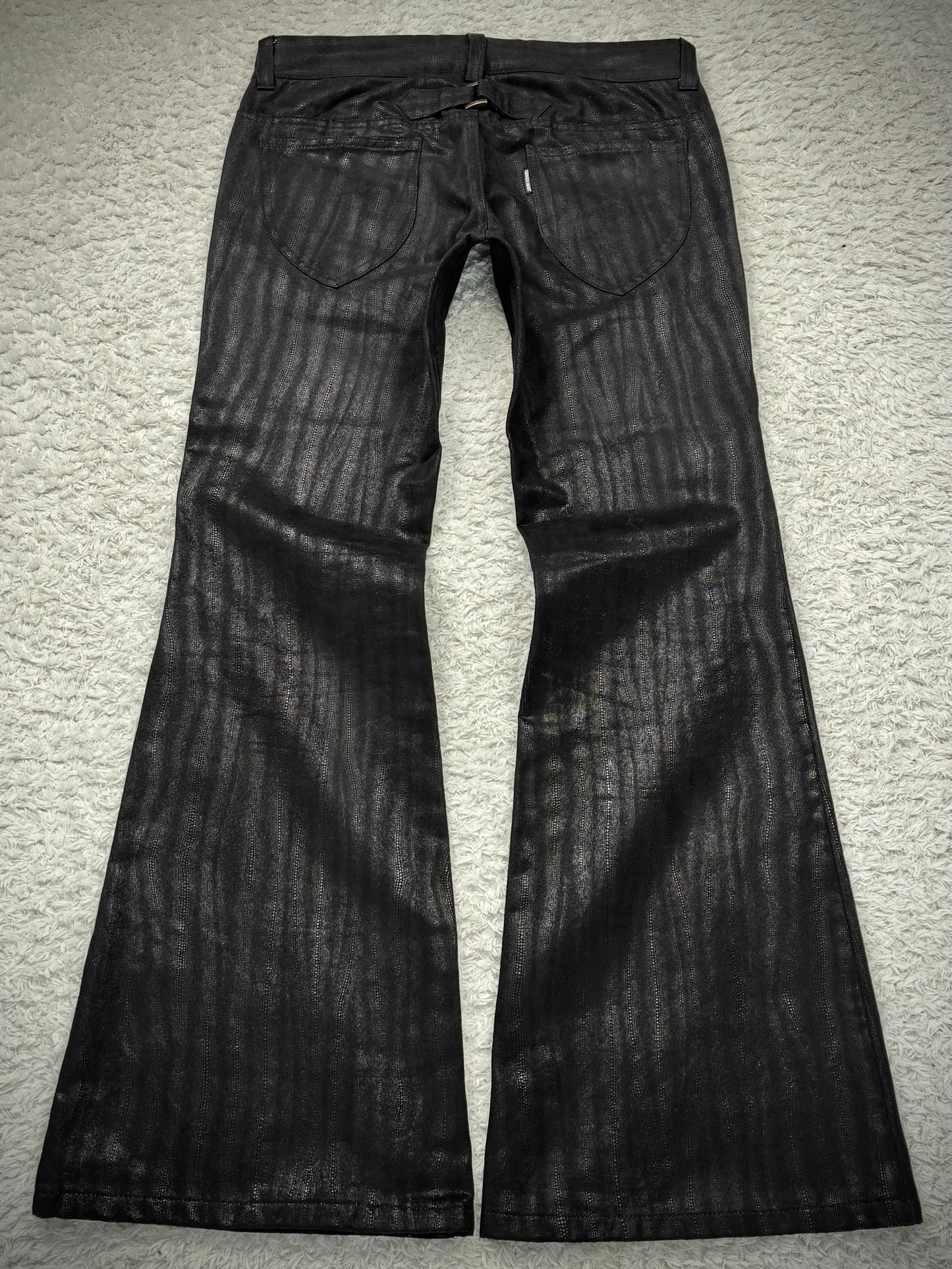 Tornado Mart Stingray Waxed Luster Flared Pants